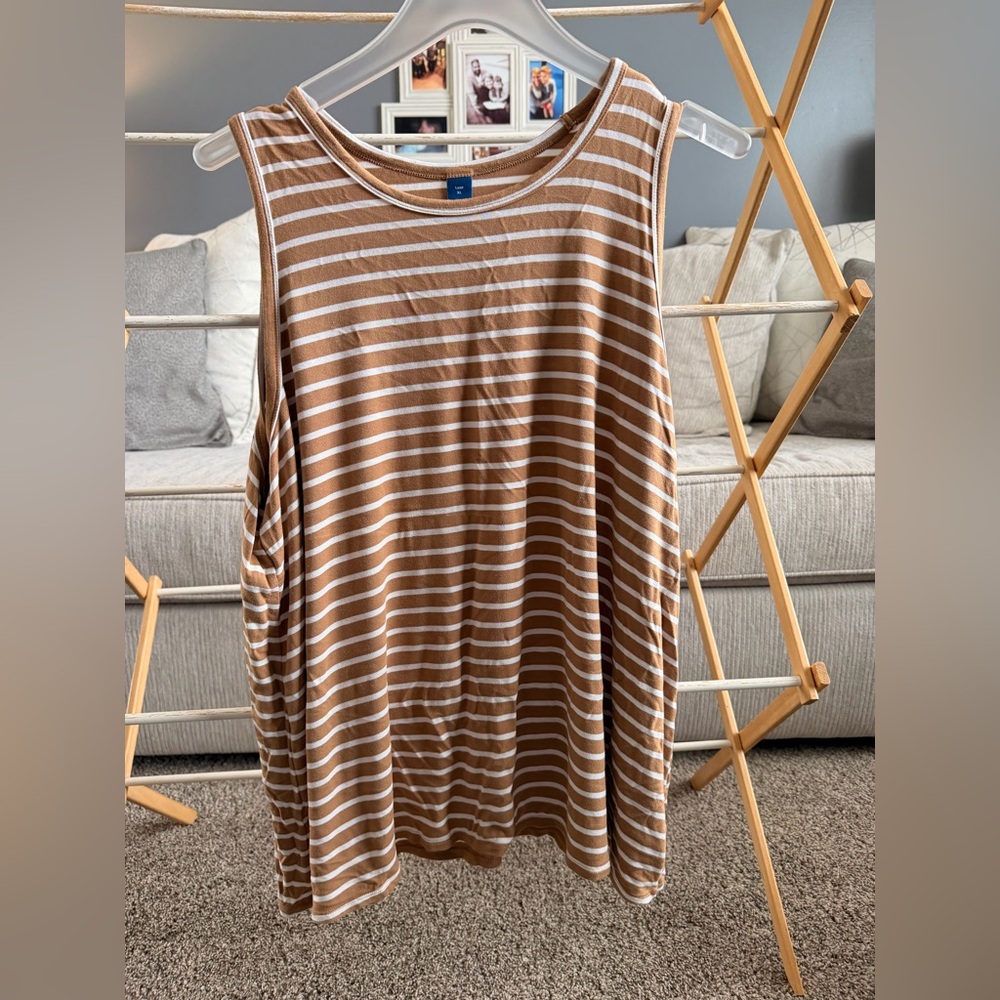 Old Navy Brown and White Striped Tank Top